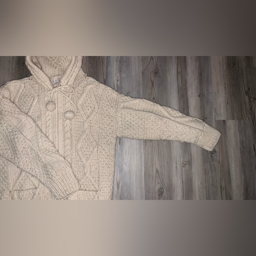 Women’s 100% Wool Full Zip Long Sleeve Hooded Cardigan Hand Made - Picture 5 of 8